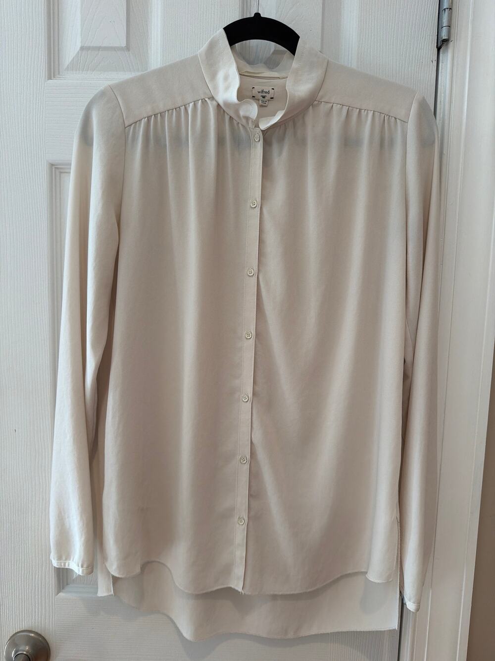Wilfred Artizia Small Cream Ruffle Collar Button Blouse Long Sleeve